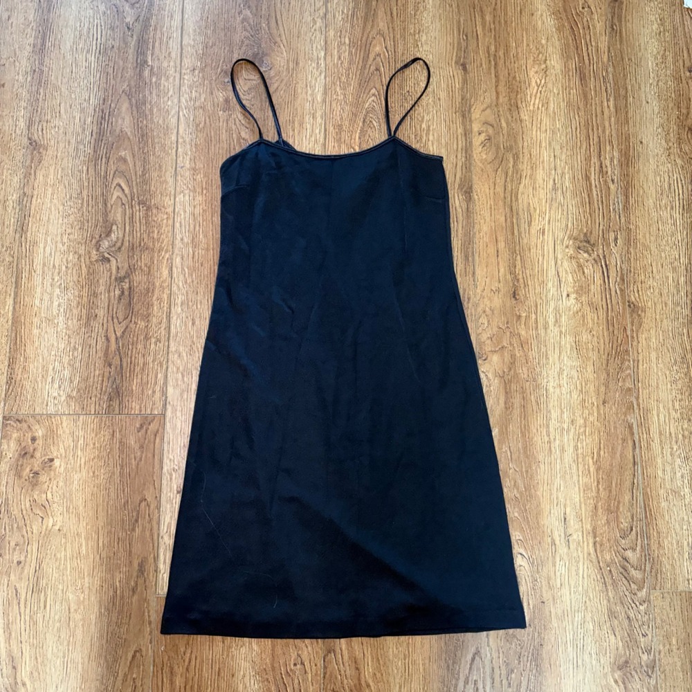 90s International Concepts Black Mini Slip Dress Italy Made Womens M Vamp goth